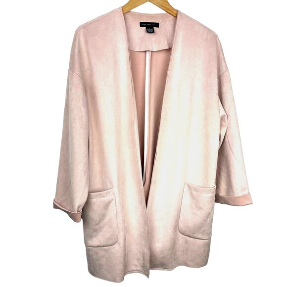 Joan Vass | Pink Faux Suede Light Jacket - Picture 1 of 6